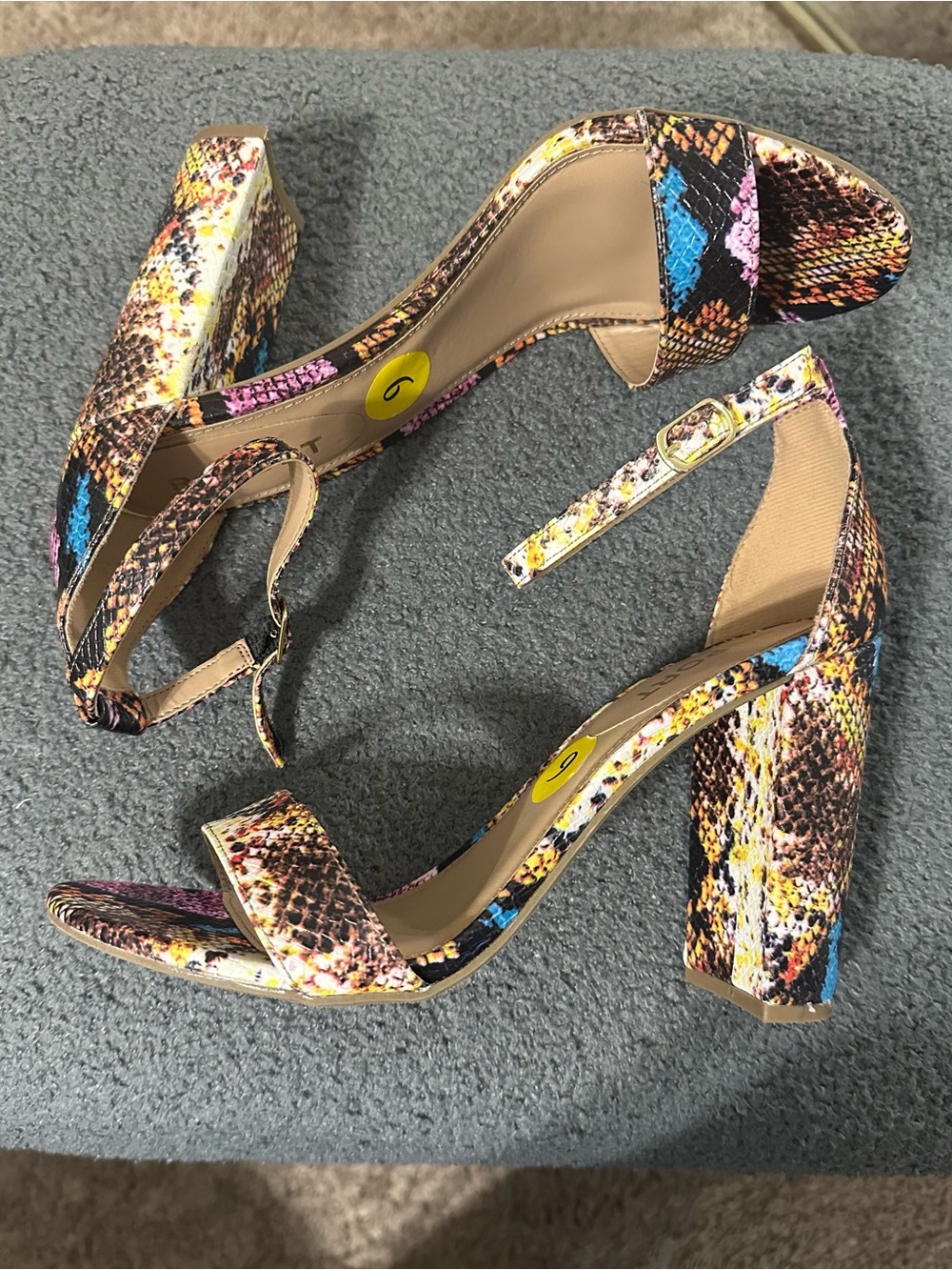 T.J.Maxx Multi-Color Snake Print Block Heel Sandals